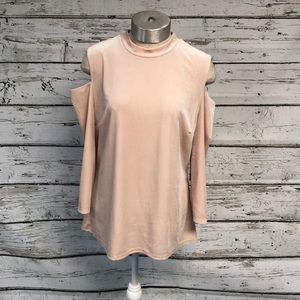Guess Cold Shoulder Velvet Top NWT